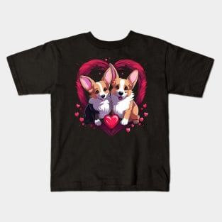 Corgi Couple Valentine Kids T-Shirt